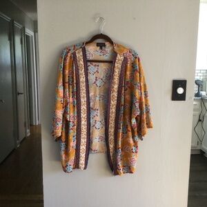 Artesia Boho Floral Orange/Navy Kimono